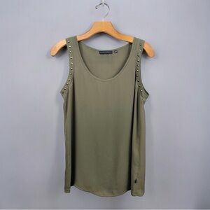 William Rast Olive Green Pyramid Stud Trim Tank Top Size XS